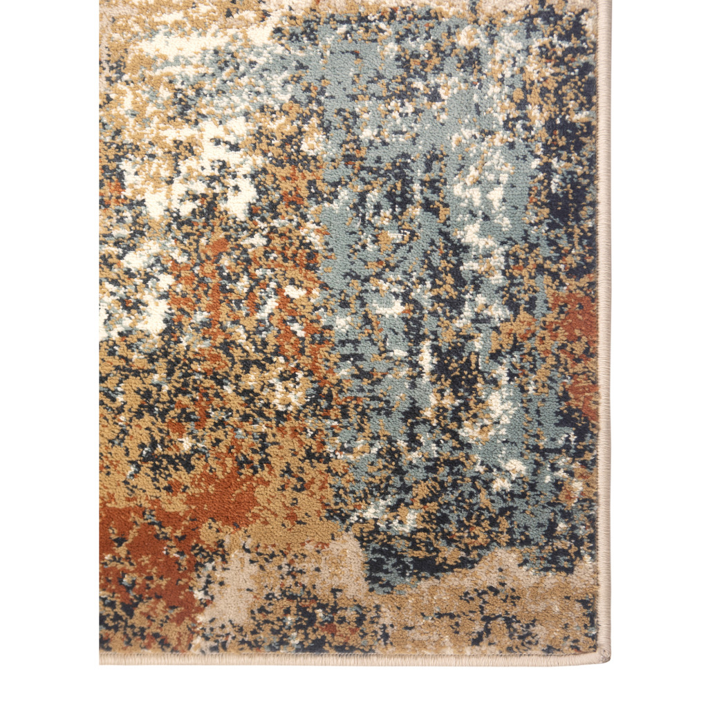 9" X 12" Tan Orange and Gray Abstract Power Loom Area Rug