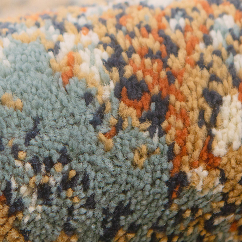9" X 12" Tan Orange and Gray Abstract Power Loom Area Rug