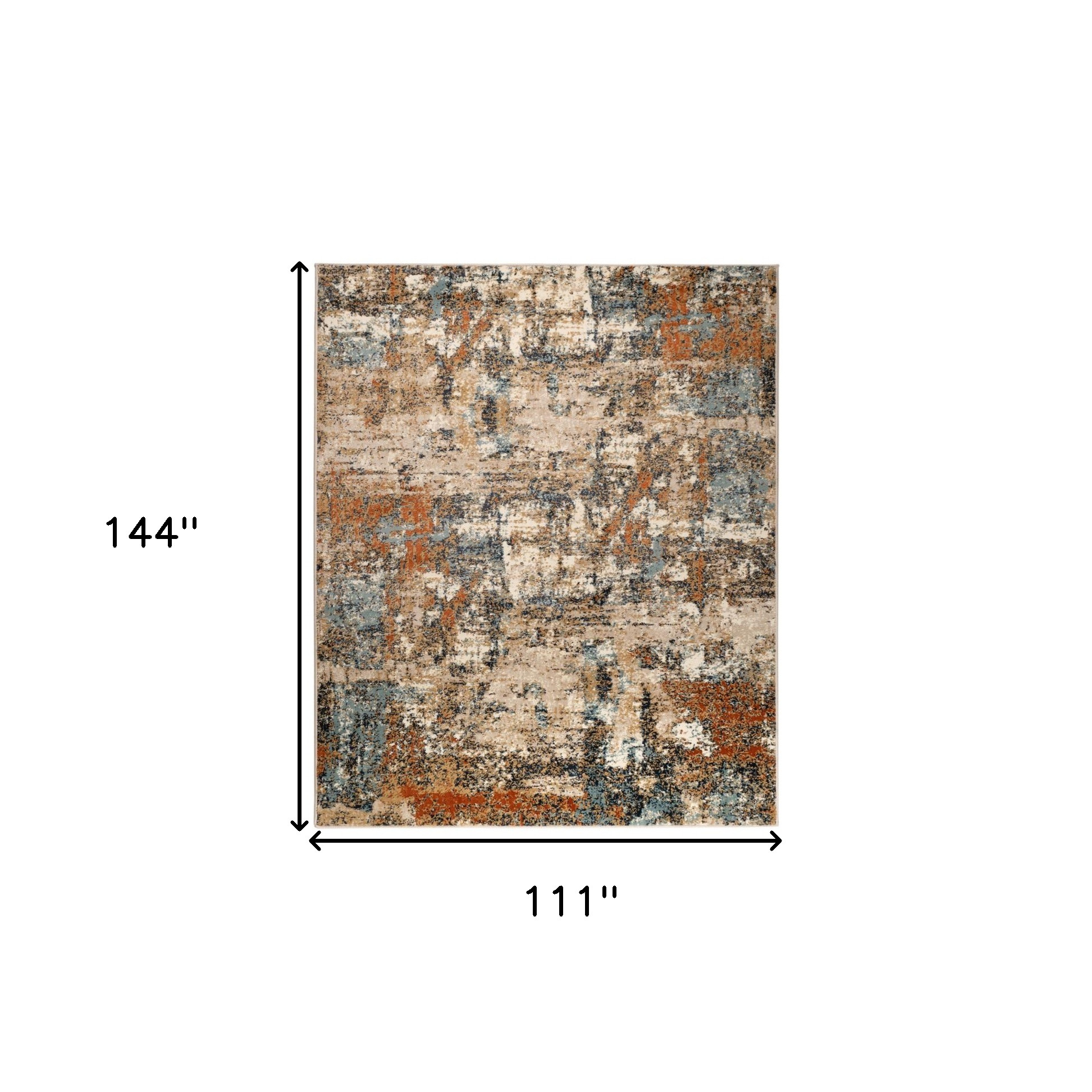 9" X 12" Tan Orange and Gray Abstract Power Loom Area Rug