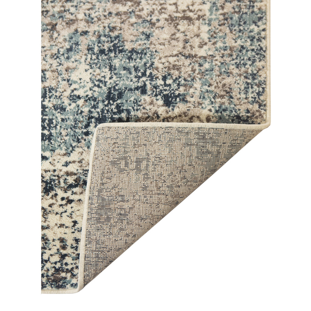 2" X 3" Ivory Blue and Gray Abstract Power Loom Area Rug