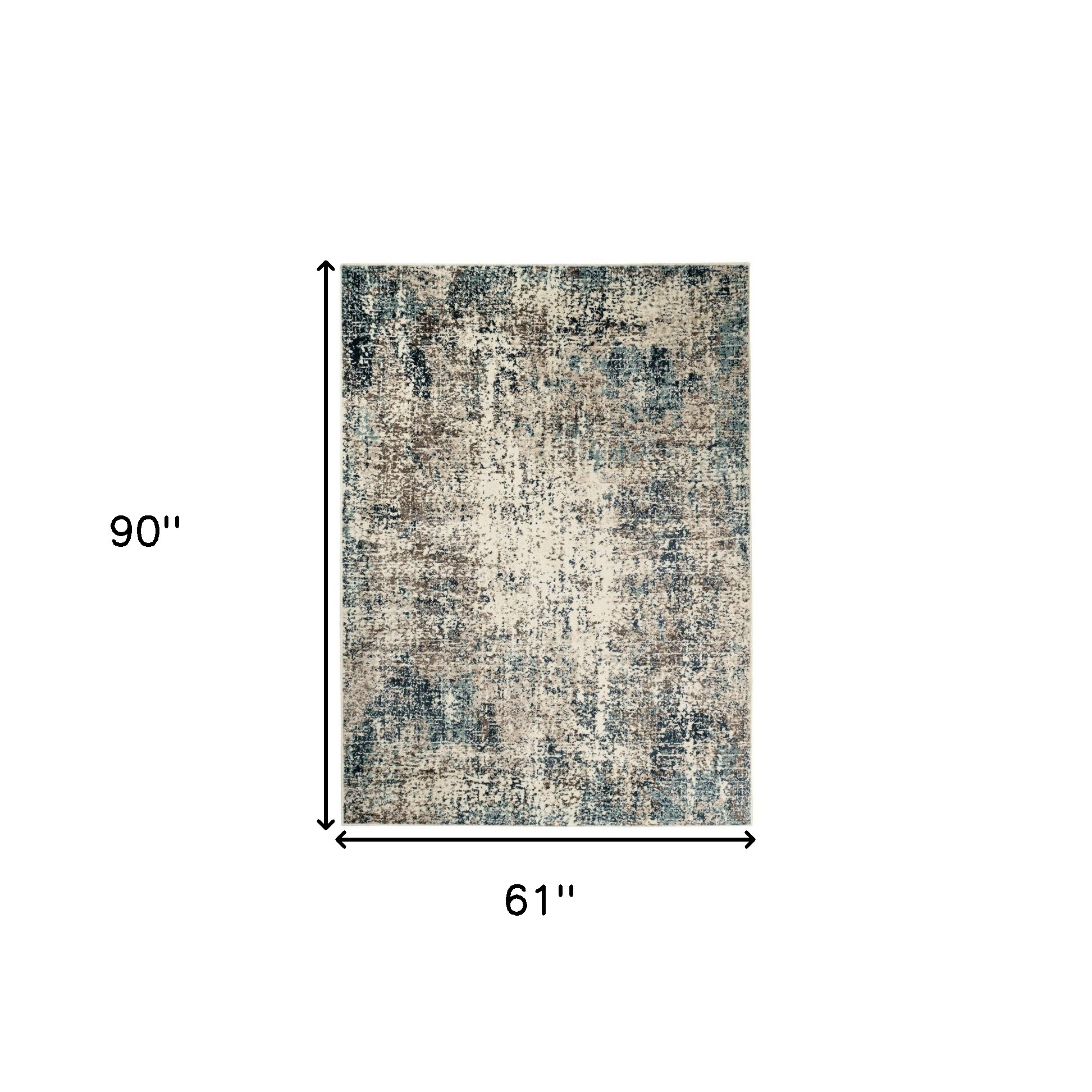 5" X 8" Ivory Blue and Gray Abstract Power Loom Area Rug