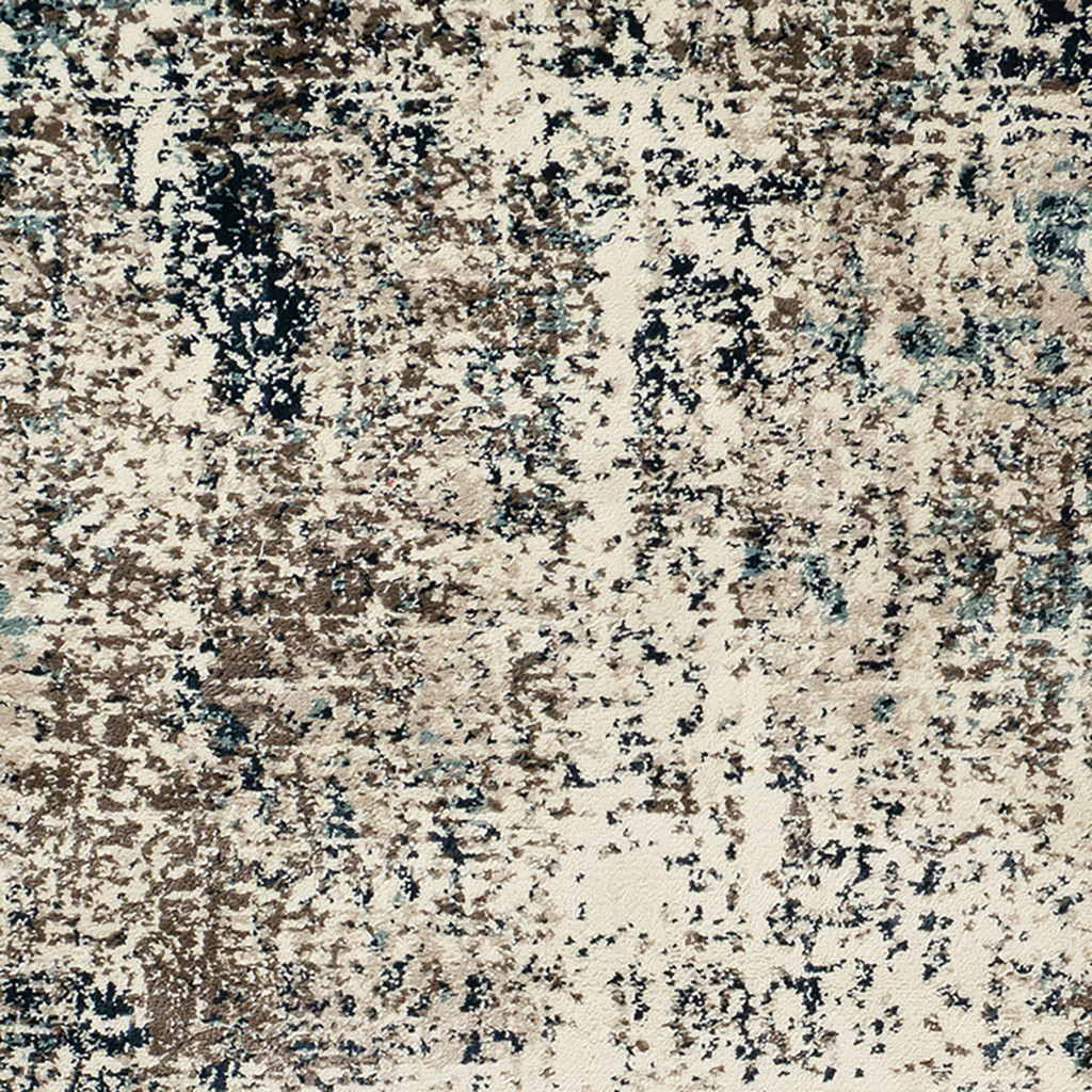 8" X 10" Ivory Blue and Gray Abstract Power Loom Area Rug