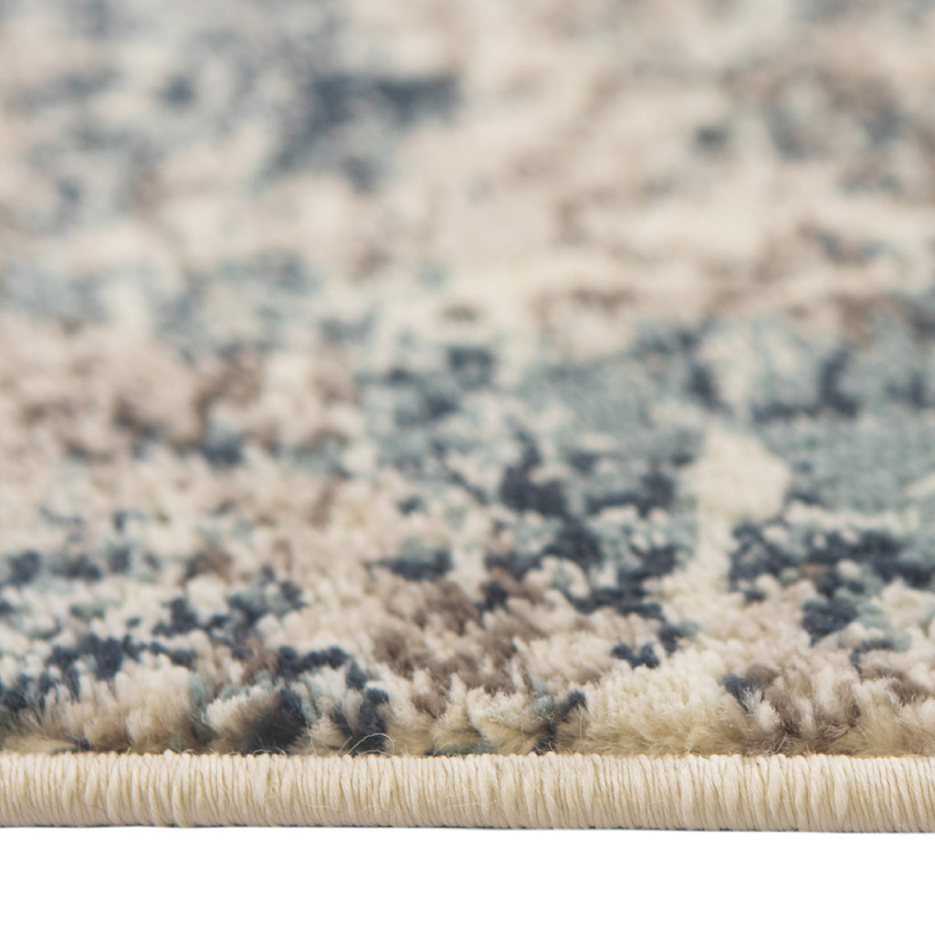 8" X 10" Ivory Blue and Gray Abstract Power Loom Area Rug