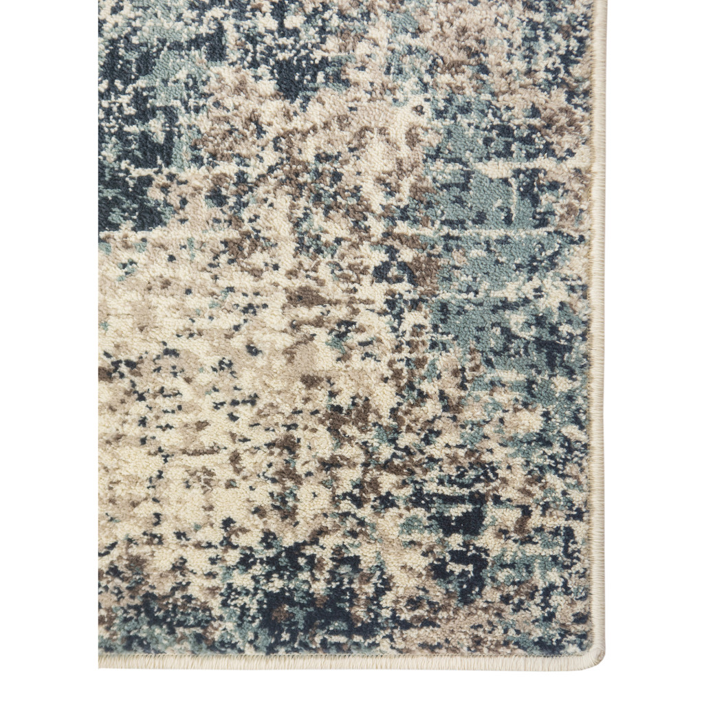 8" X 10" Ivory Blue and Gray Abstract Power Loom Area Rug