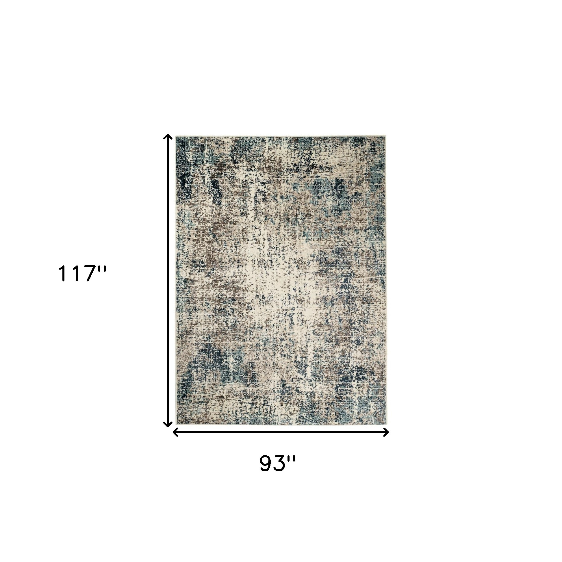 8" X 10" Ivory Blue and Gray Abstract Power Loom Area Rug