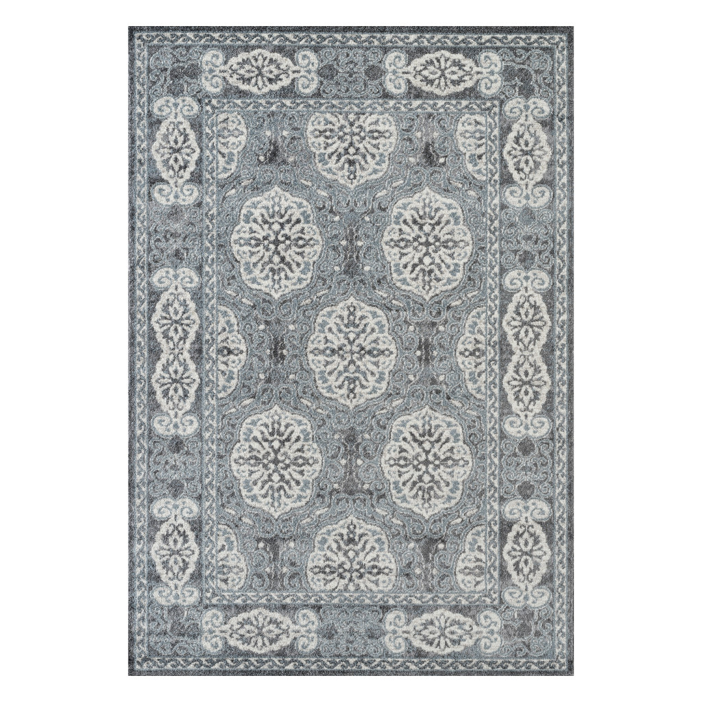 5 x 7 Blue Medallion Power Loom Area Rug