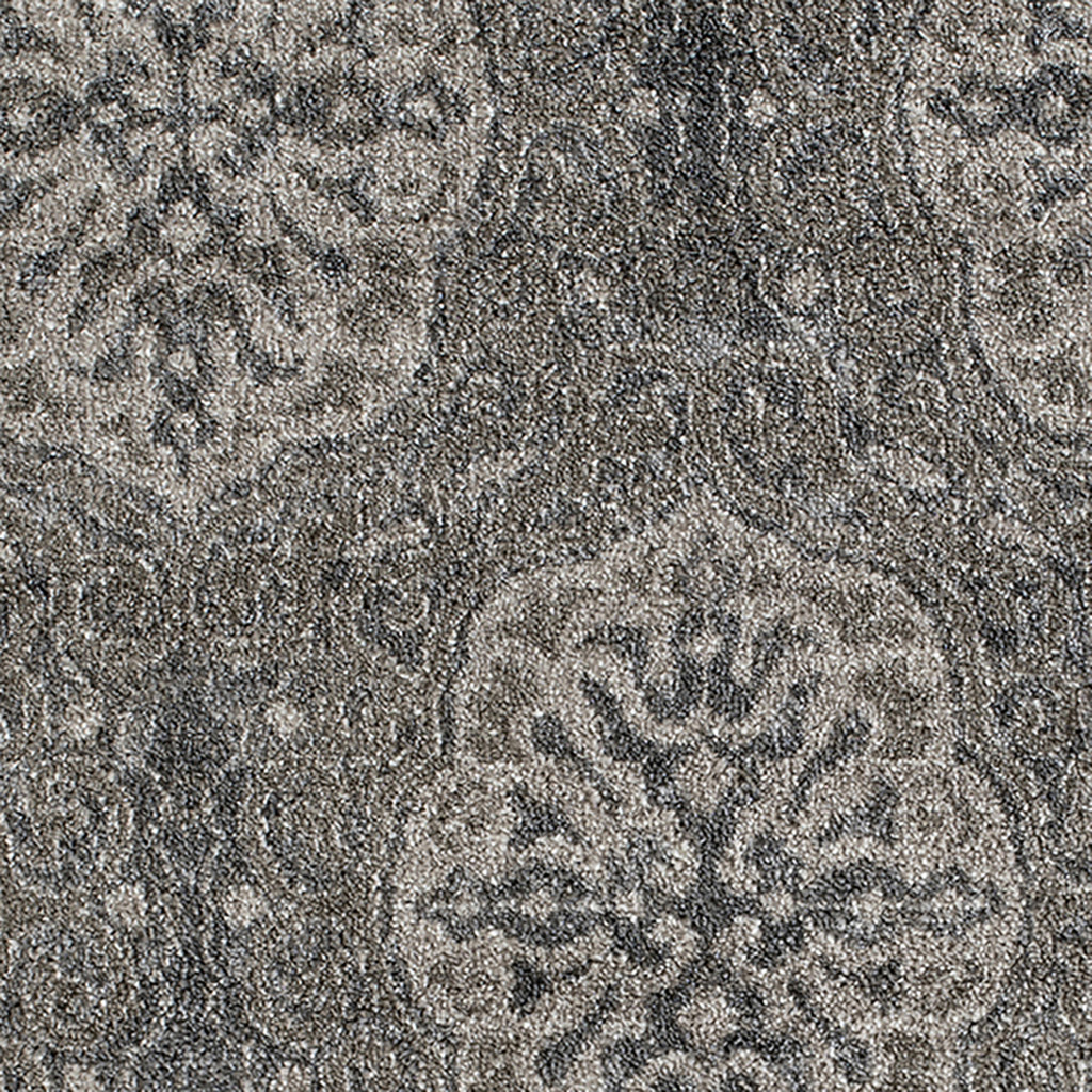 8" X 10" Charcoal and Gray Medallion Power Loom Area Rug