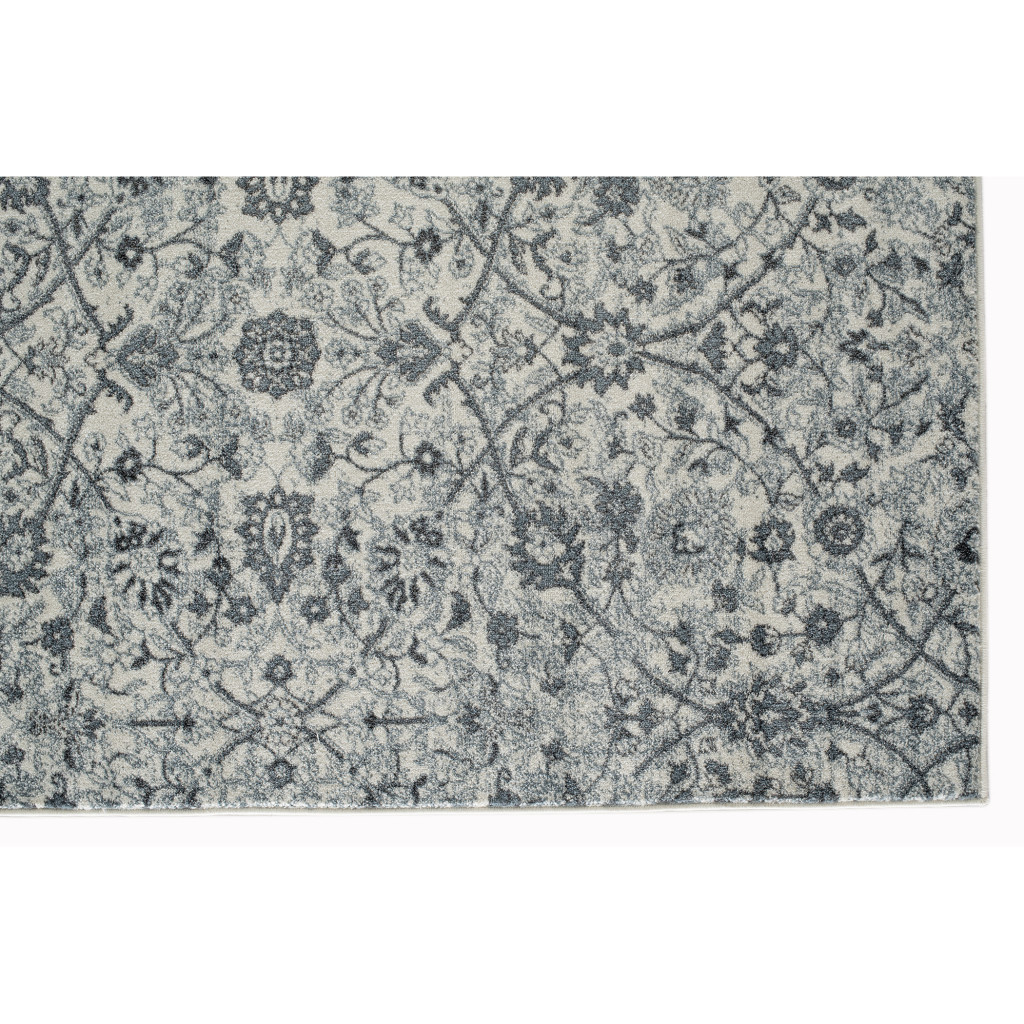 4 x 6 Light Blue Floral Power Loom Area Rug