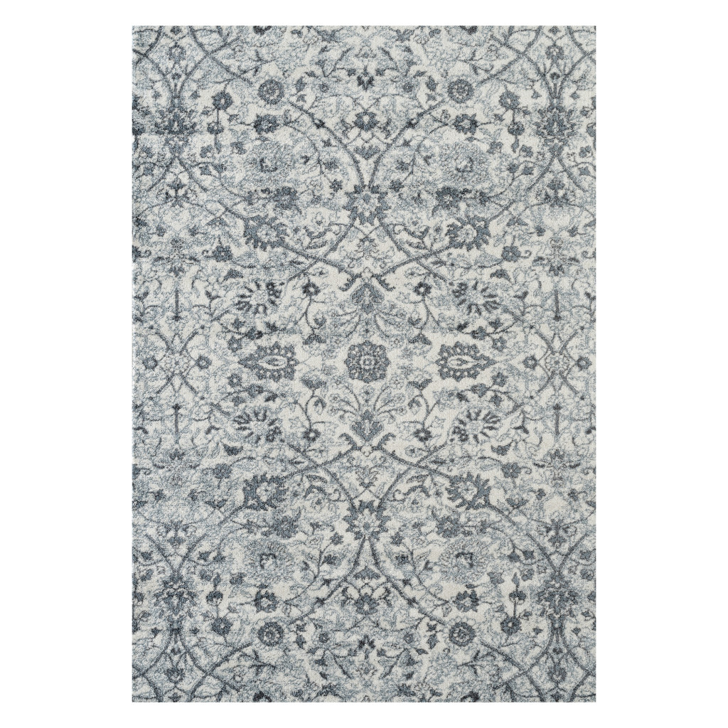 8' x 10' Blue and Ivory Oriental Power Loom Area Rug-531832-1