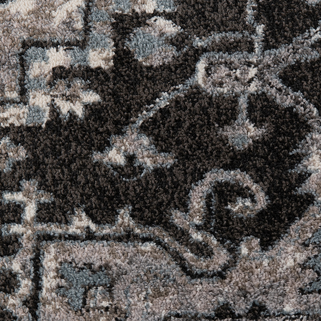 2" X 3" Black and Gray Medallion Power Loom Area Rug