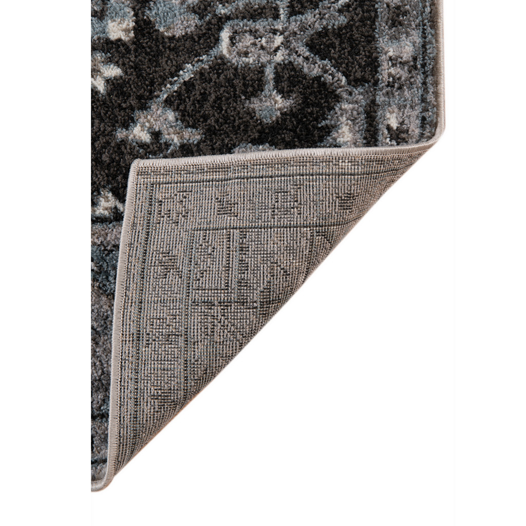 2" X 3" Black and Gray Medallion Power Loom Area Rug