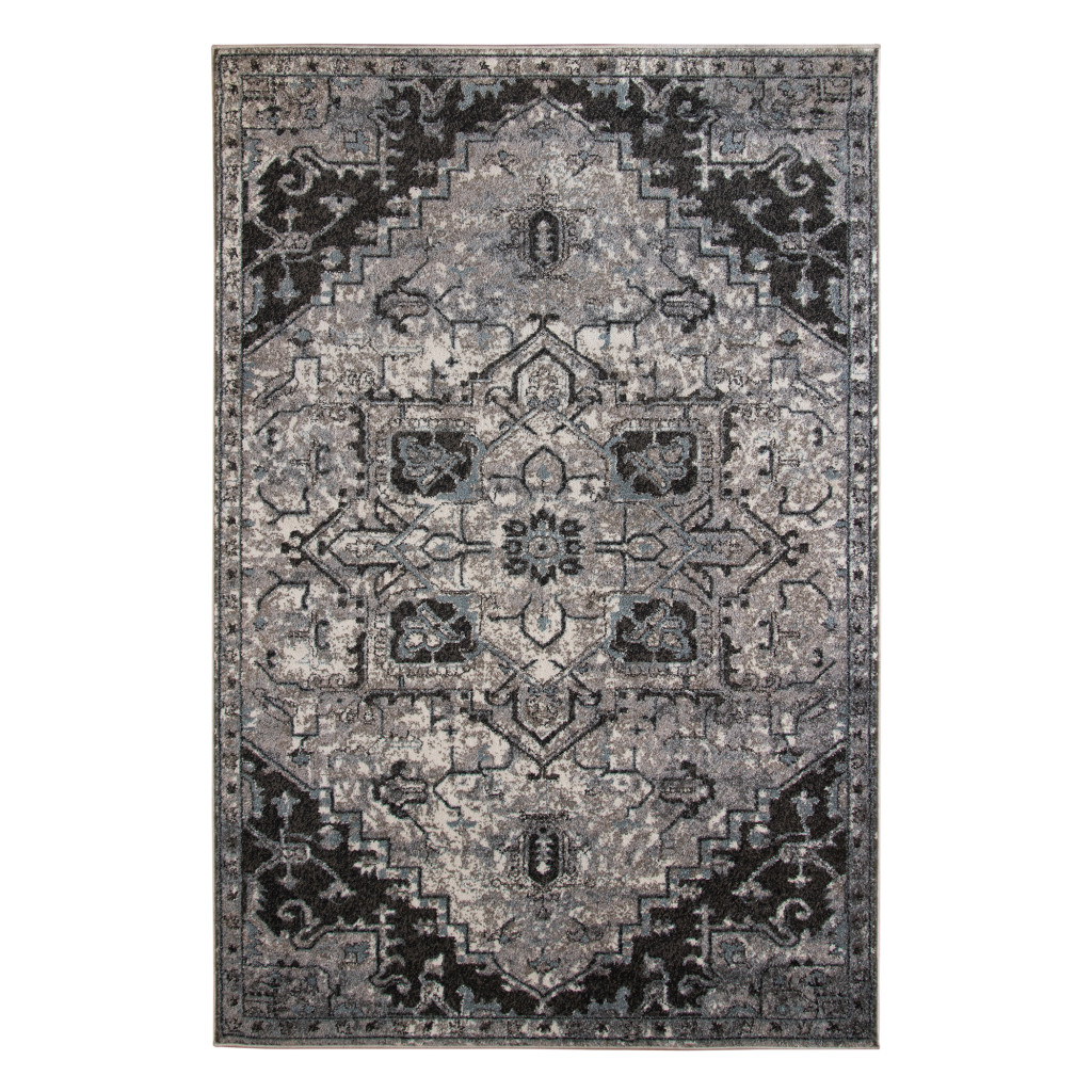 5' x 7' Gray Medallion Power Loom Area Rug-531846-1