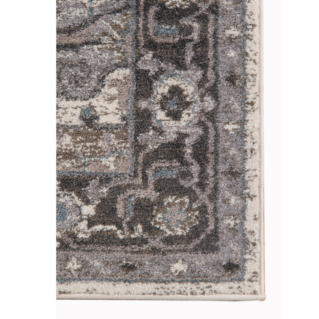 2" X 3" Ivory Taupe and Gray Medallion Power Loom Area Rug