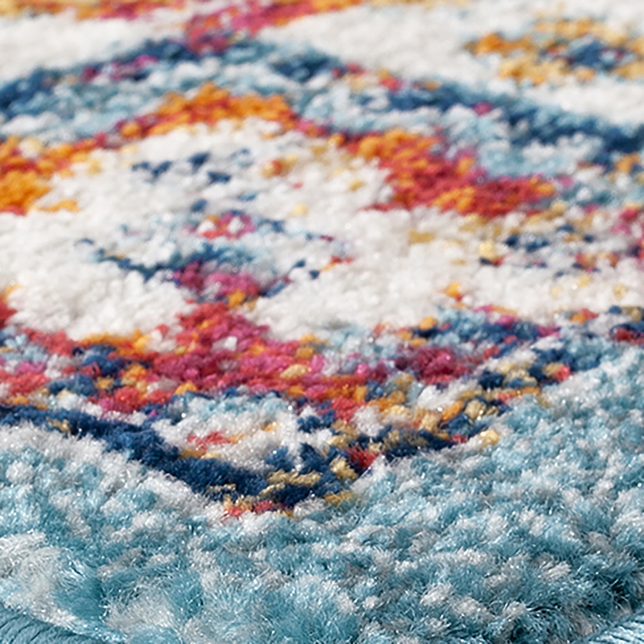 5" X 8" Ivory Blue and Orange Medallion Power Loom Area Rug