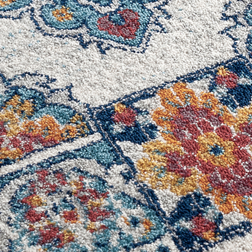 2" X 3" Blue Red and Orange Medallion Power Loom Area Rug
