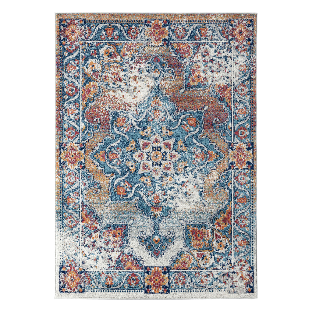 4 x 6 Orange Medallion Power Loom Area Rug