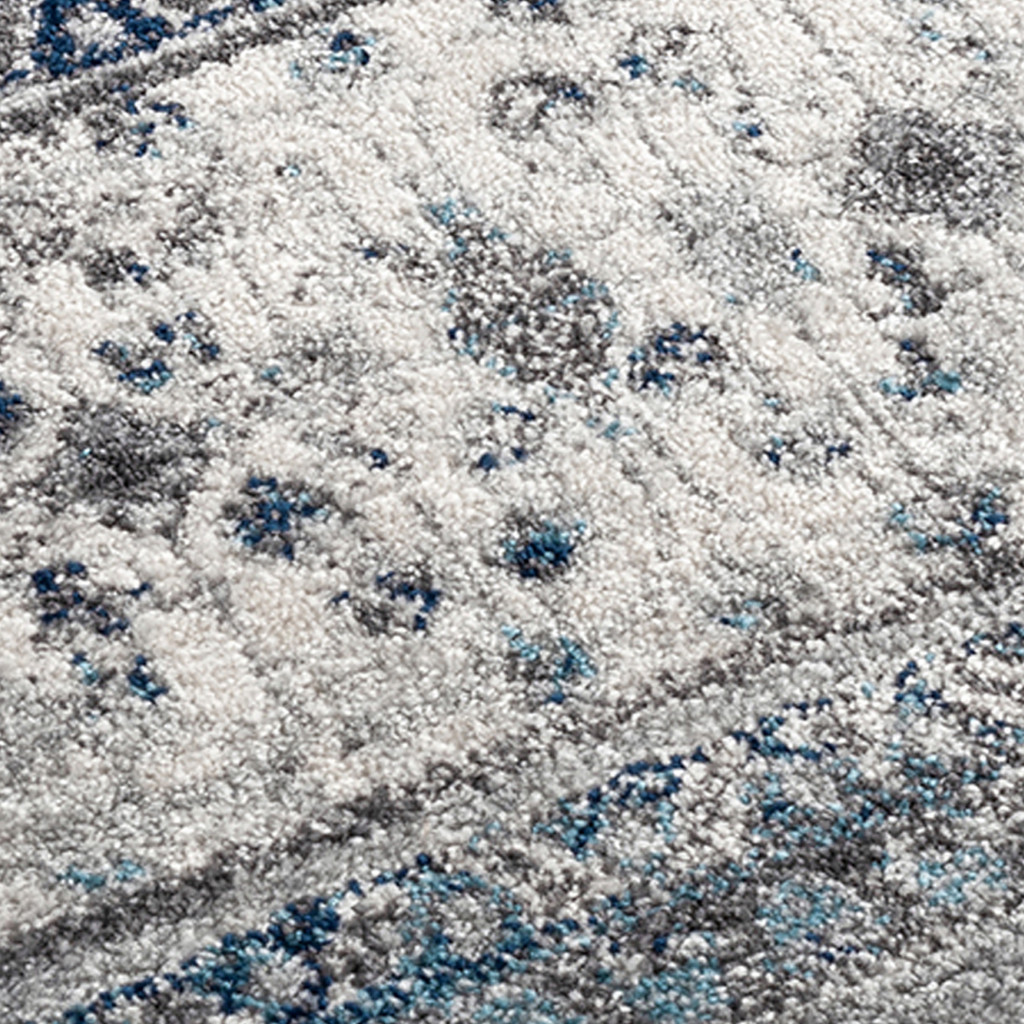 9" X 12" Blue and Gray Medallion Power Loom Area Rug