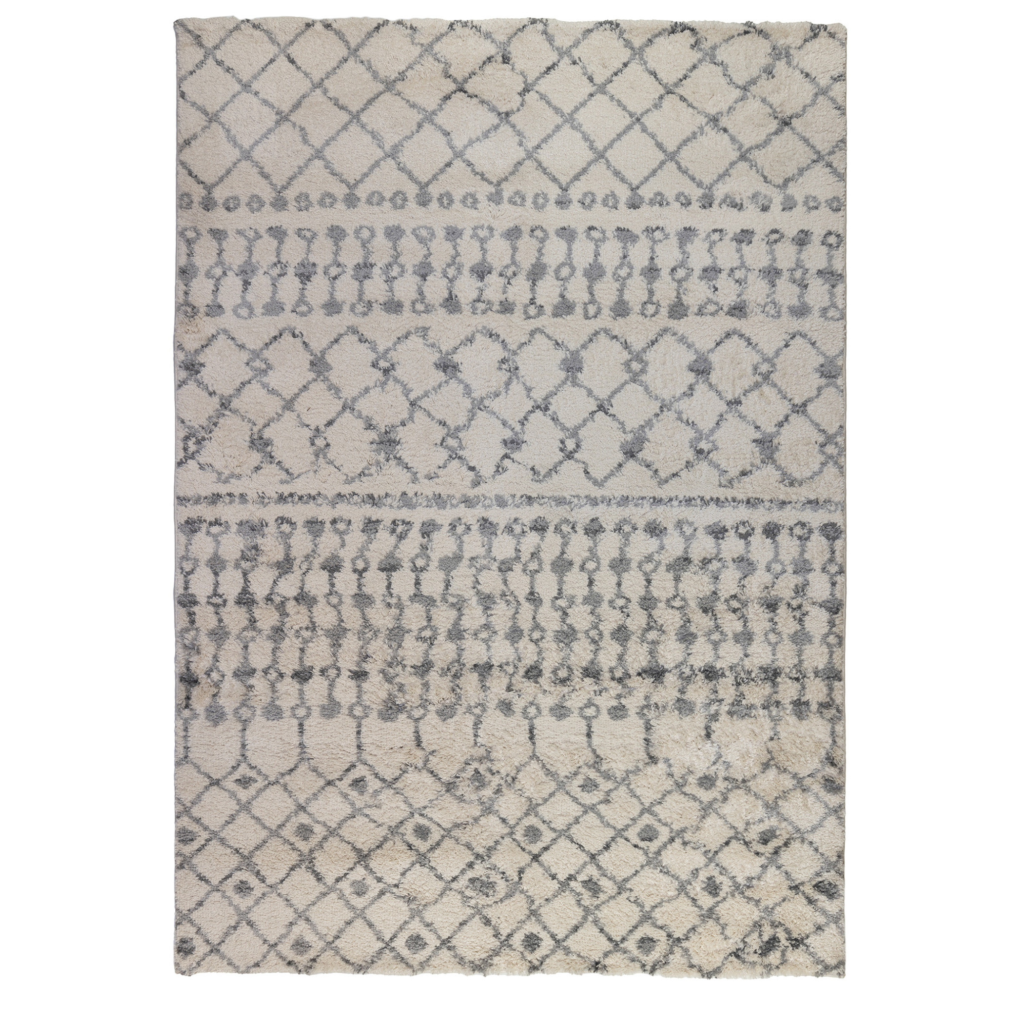 8 x 11 gray and Ivory geometric Shag Area Rug