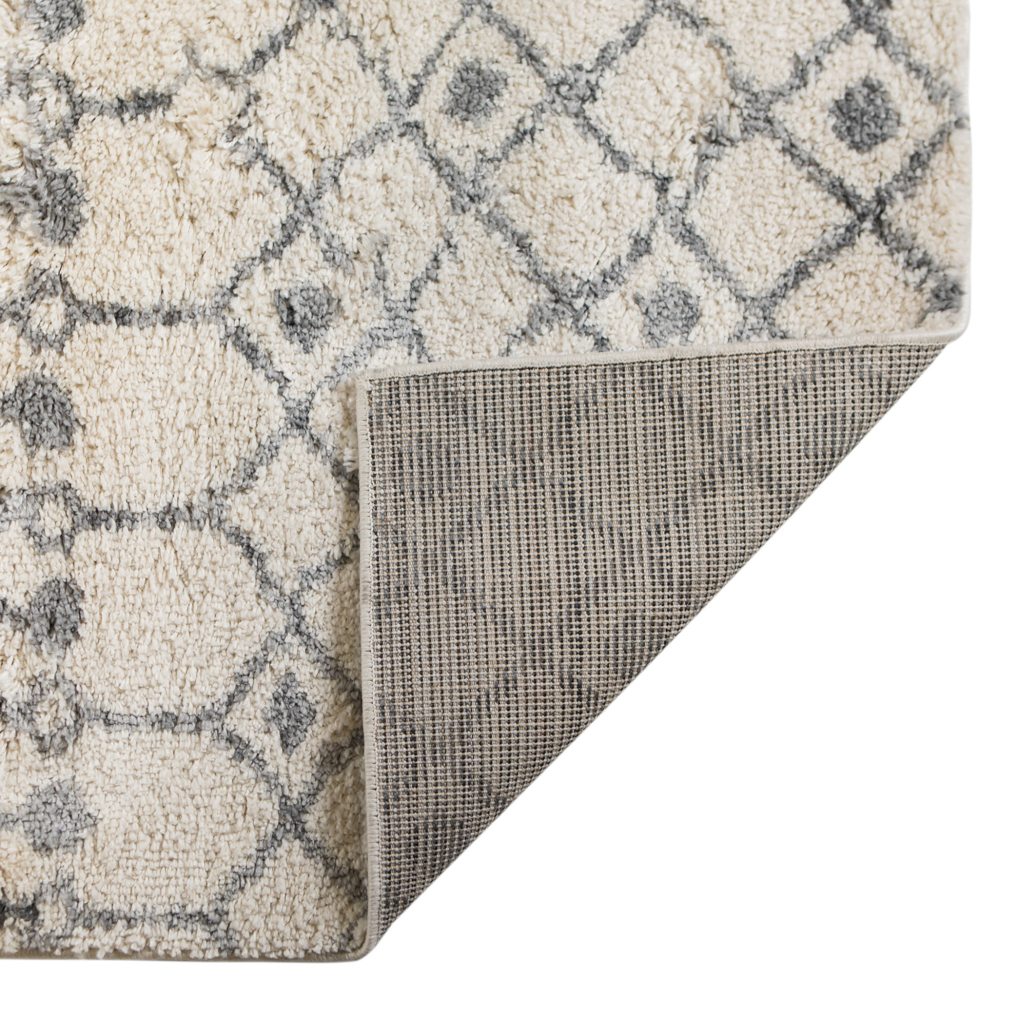8 x 11 gray and Ivory geometric Shag Area Rug