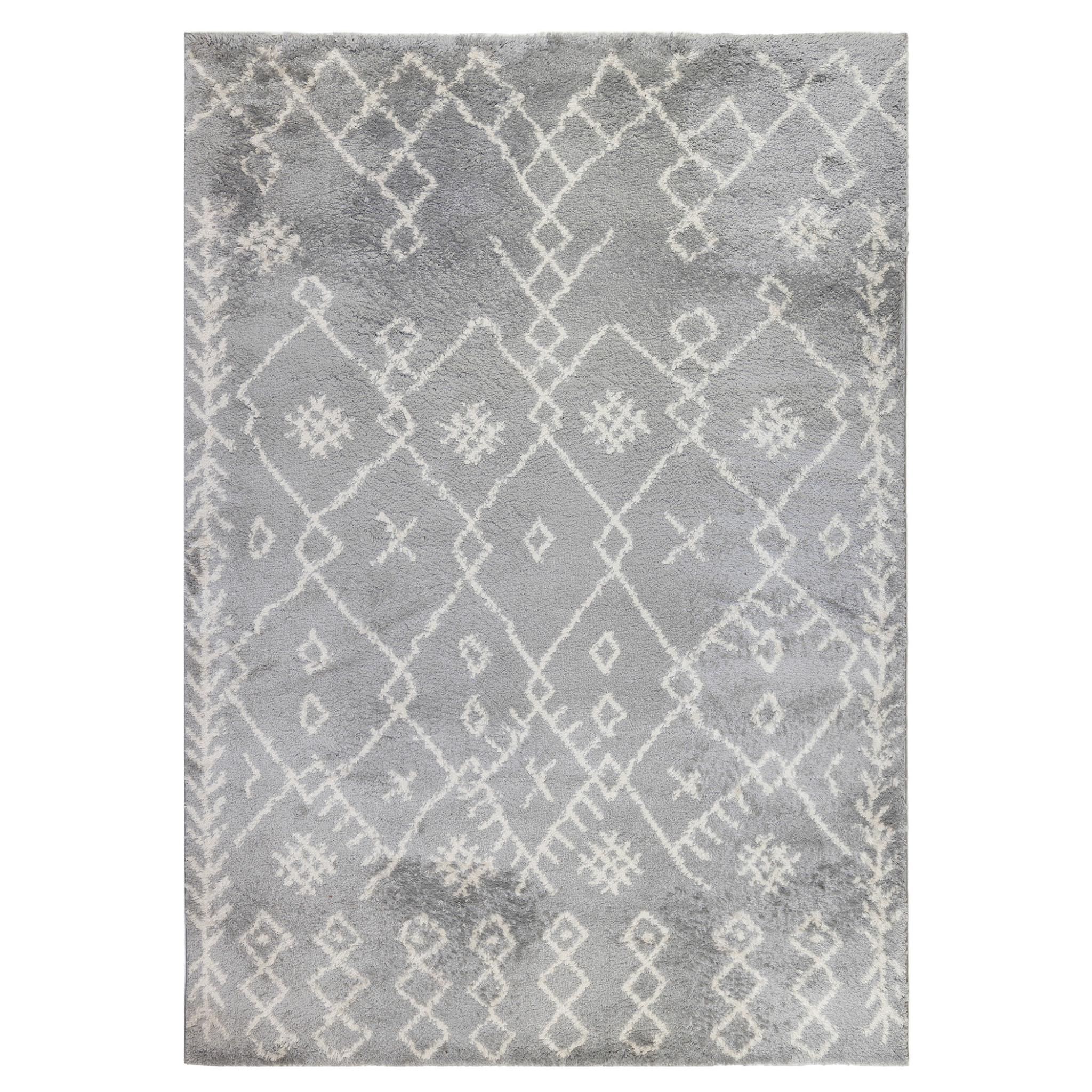 8' x 11' Gray and Ivory Geometric Shag Area Rug-531967-1