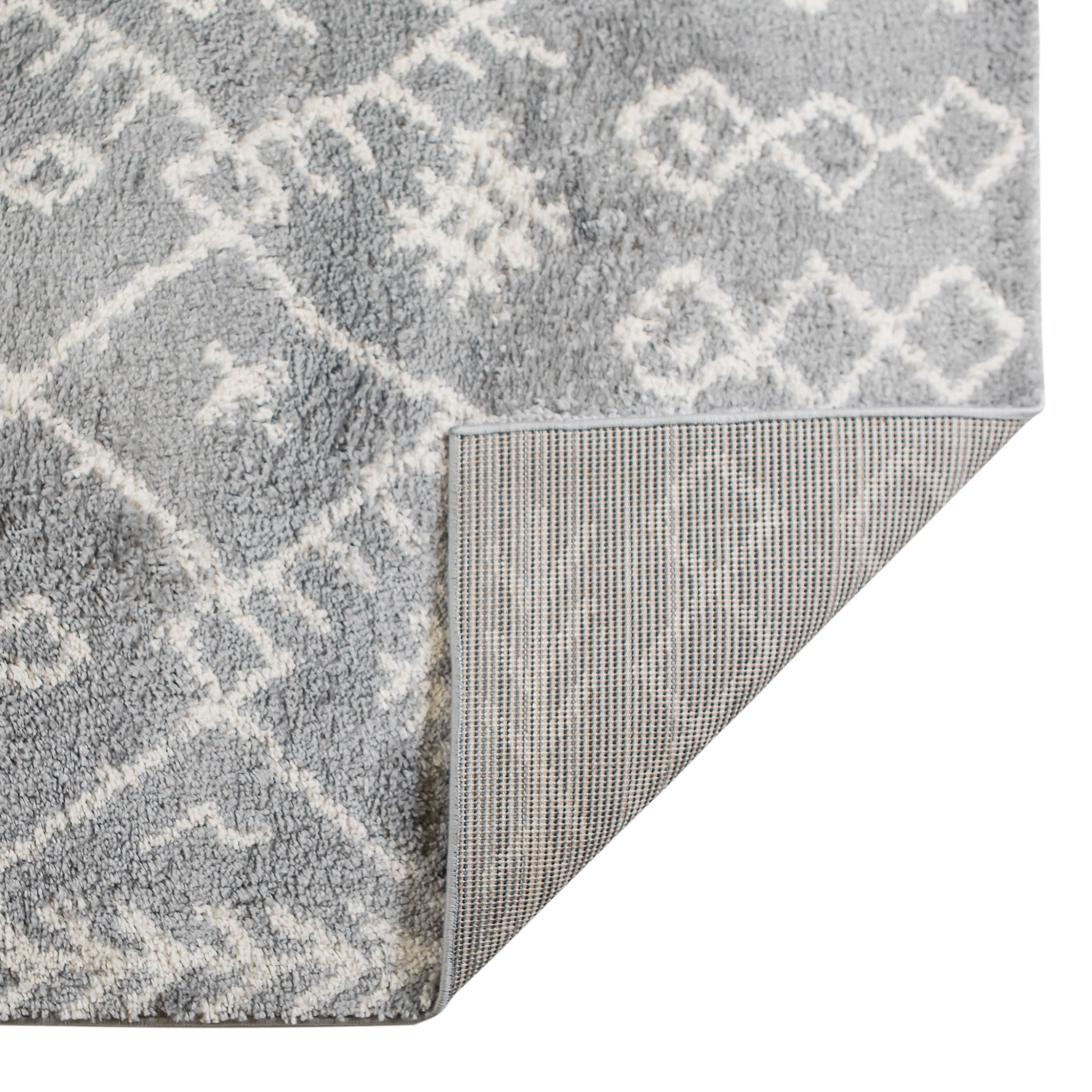 8 x 11 gray and Ivory geometric Shag Area Rug