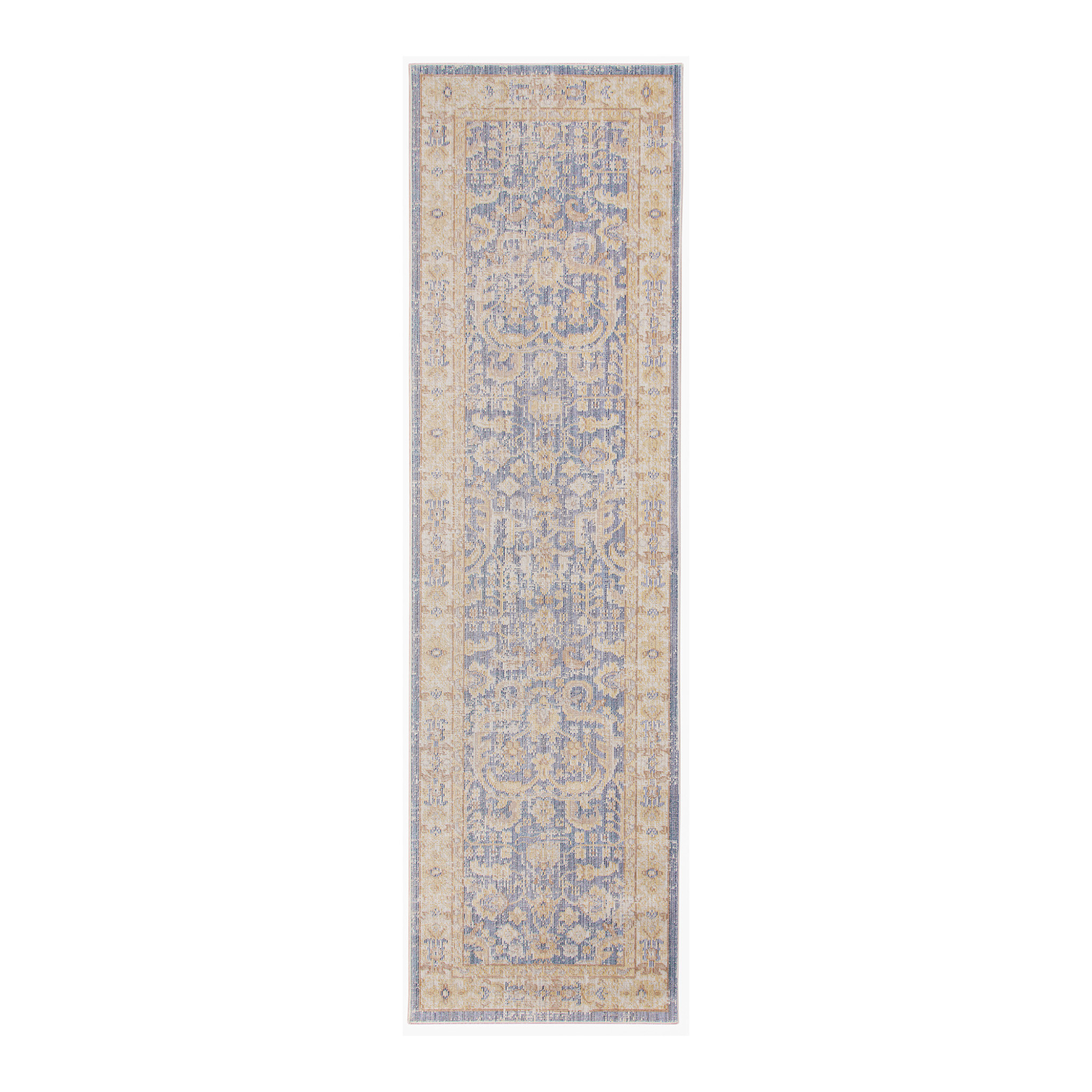 8' Lavender Blue Floral Power Loom Runner Rug-531981-1