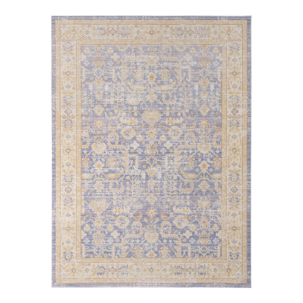 8" X 10" Lavender and Orange Floral Power Loom Area Rug