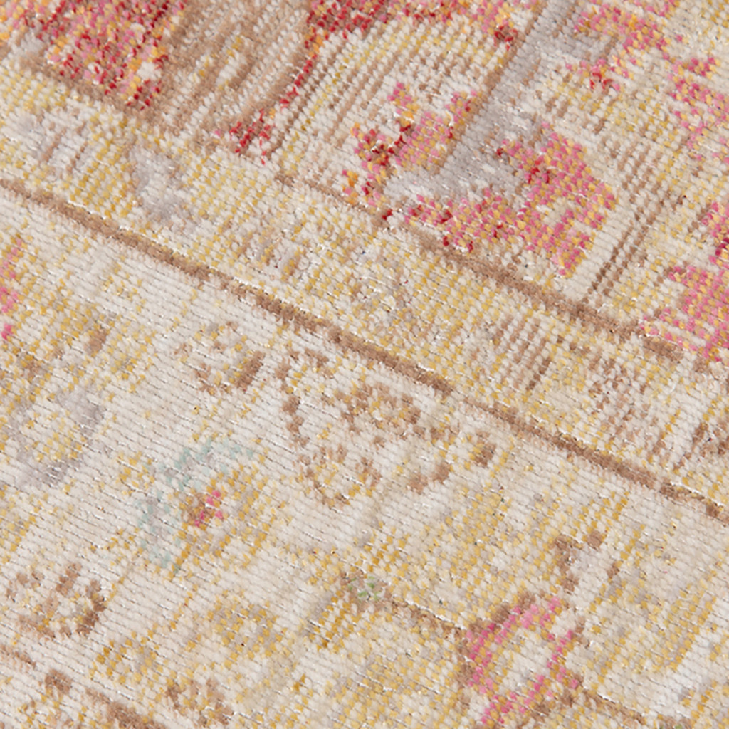 8" Salmon and Tan Floral Power Loom Runner Rug