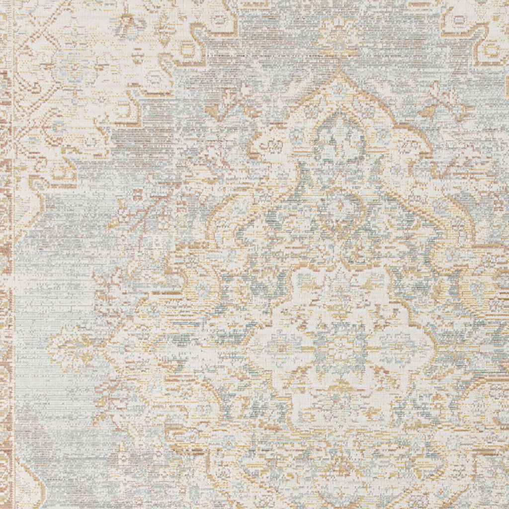 5" X 7" Beige and Gray Medallion Power Loom Area Rug