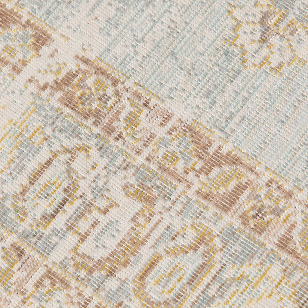 5" X 7" Beige and Gray Medallion Power Loom Area Rug