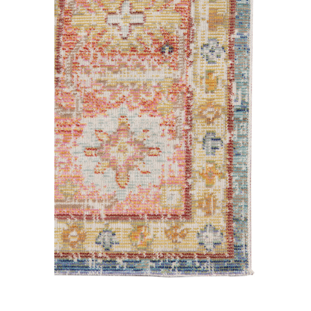 8 Blue Floral Power Loom Runner Rug