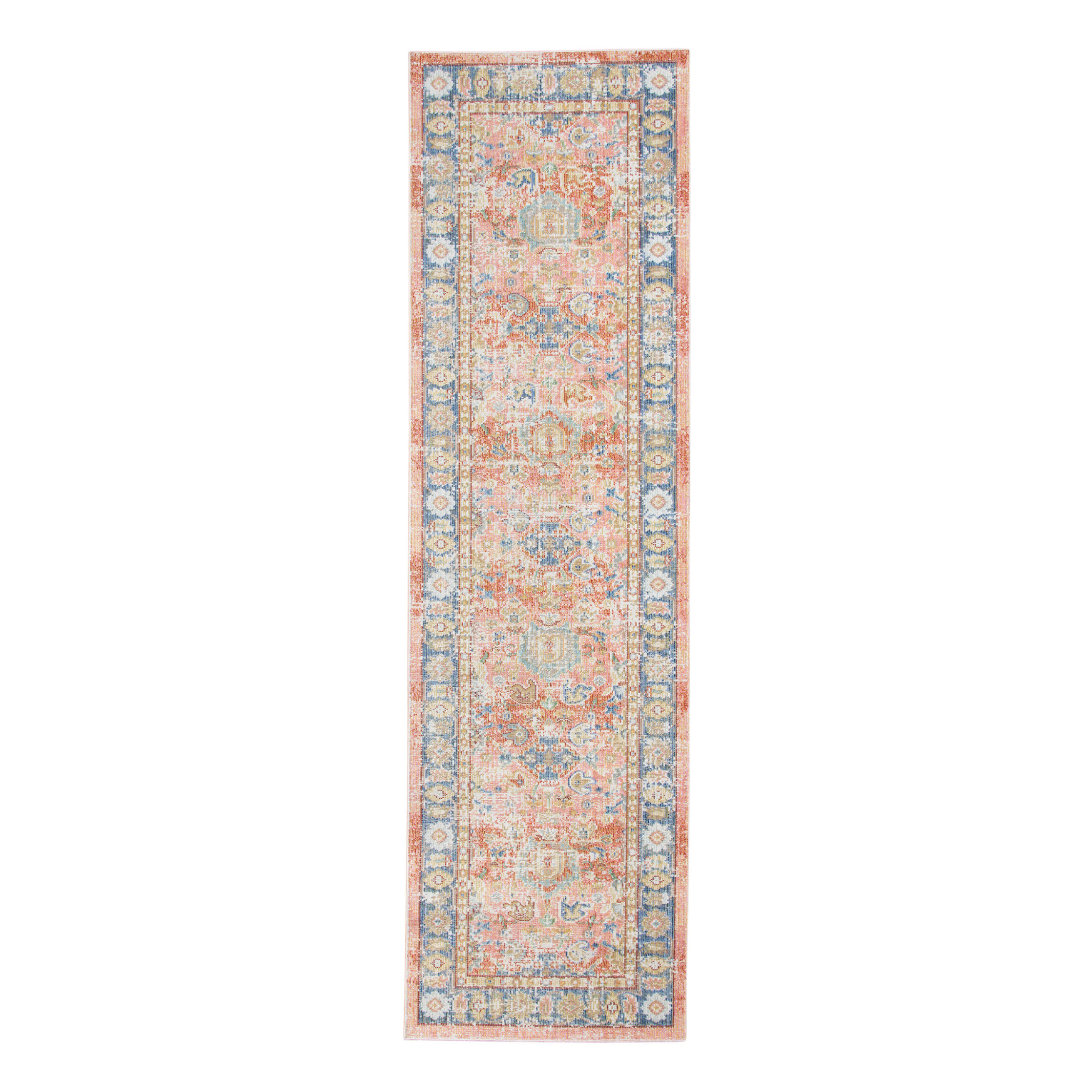 8' Coral Floral Power Loom Runner Rug-532001-1