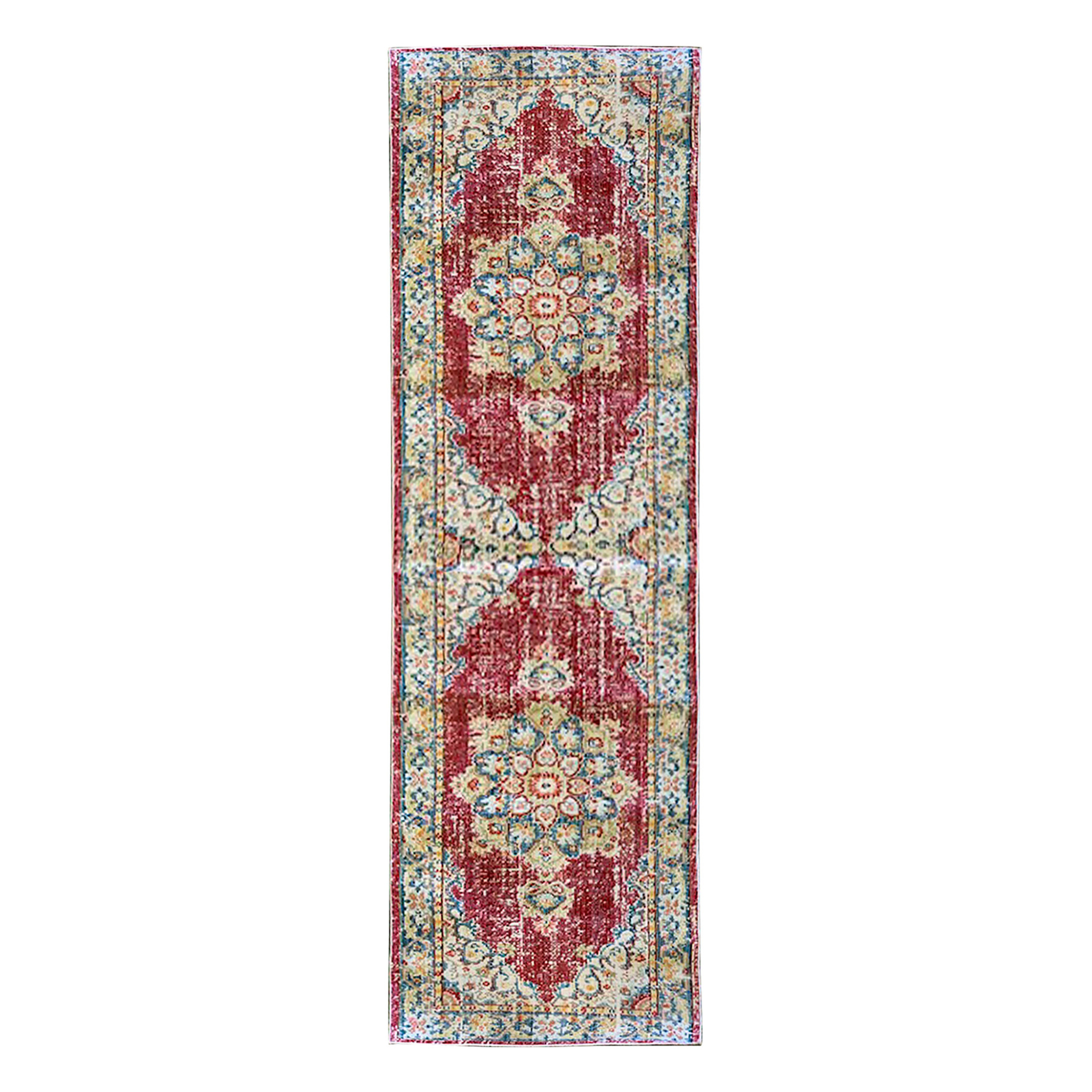 8' Red Medallion Power Loom Runner Rug-532011-1