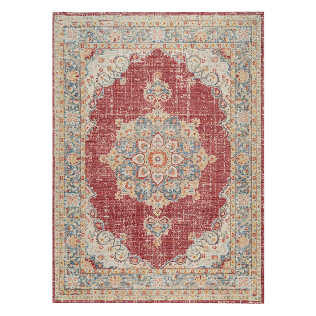 4 x 6 Red Medallion Power Loom Area Rug