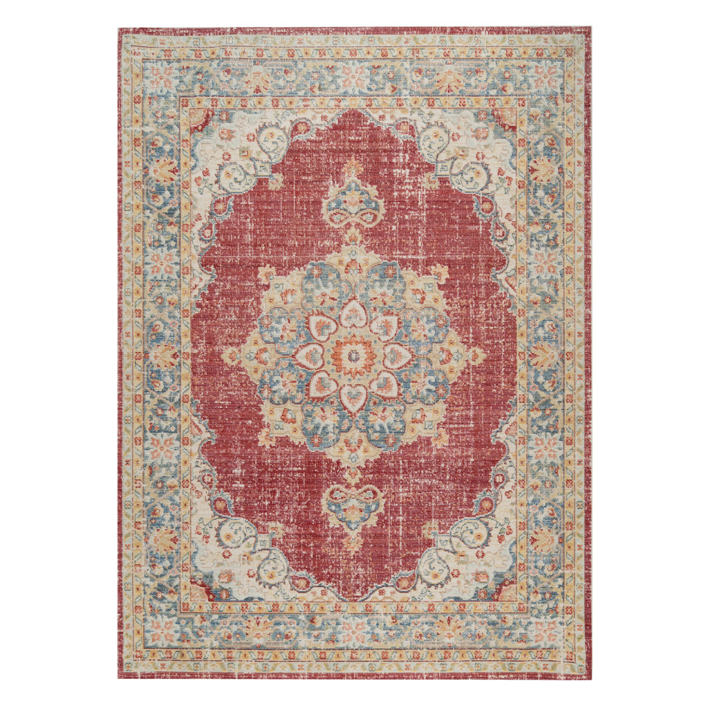 4' x 6' Red Medallion Power Loom Area Rug-532012-1