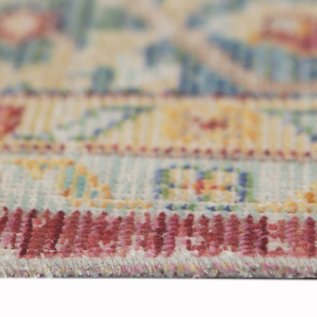 5" X 8" Orange Red and Gold Medallion Power Loom Area Rug