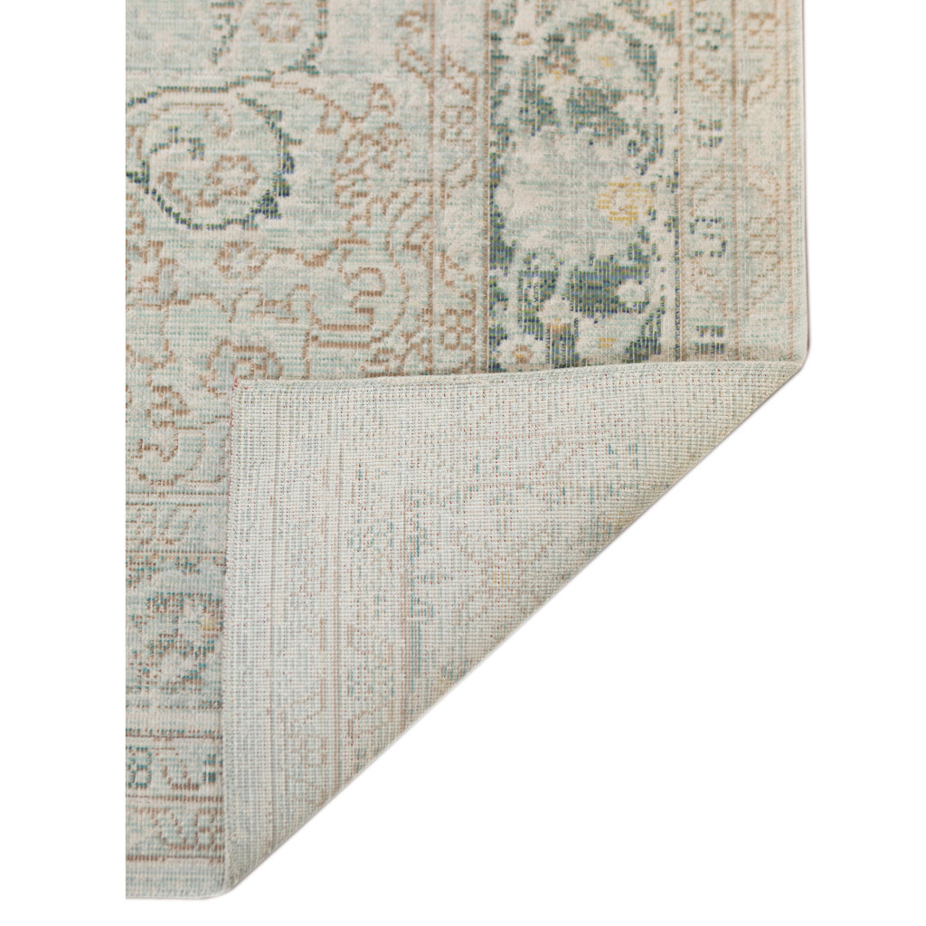 4 x 6 Sea green Medallion Power Loom Area Rug