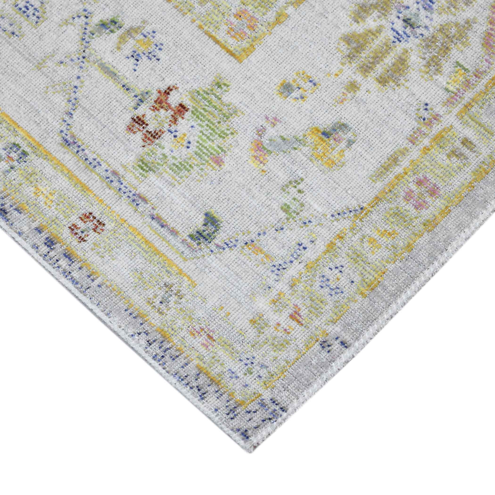 5" X 8" Charcoal and Ivory Floral Power Loom Area Rug