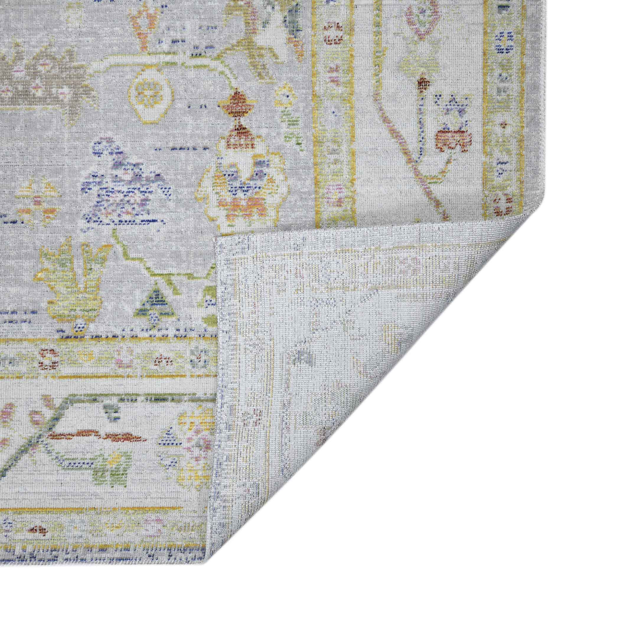 5" X 8" Charcoal and Ivory Floral Power Loom Area Rug