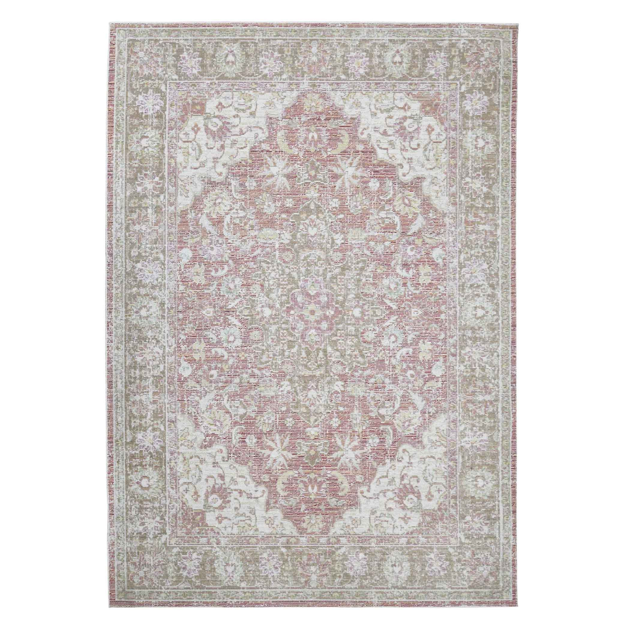 5 x 7 coral Medallion Power Loom Area Rug