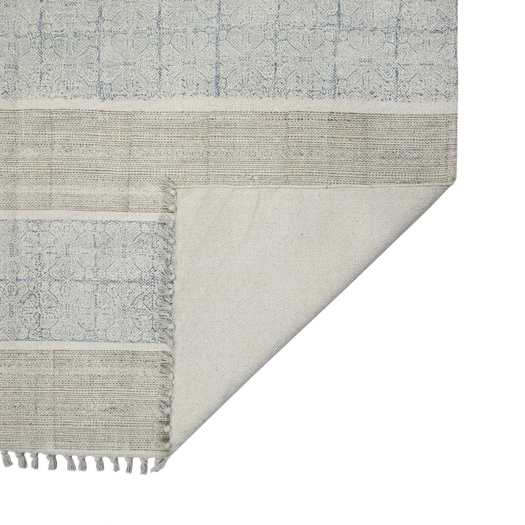 5 x 7 Blue Oriental Flatweave Handmade Distressed Area Rug With Fringe