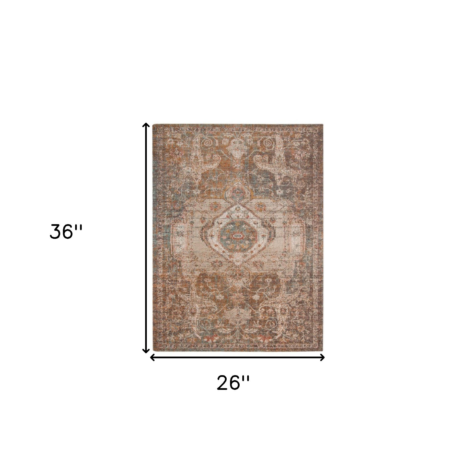 2" X 3" Beige Gray and Taupe Medallion Power Loom Area Rug