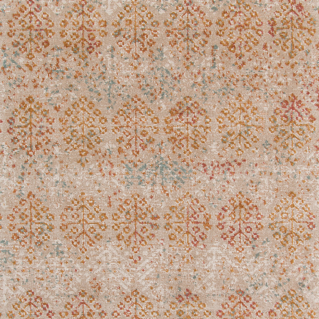 7" Beige and Orange Southwestern Power Loom Runner Rug