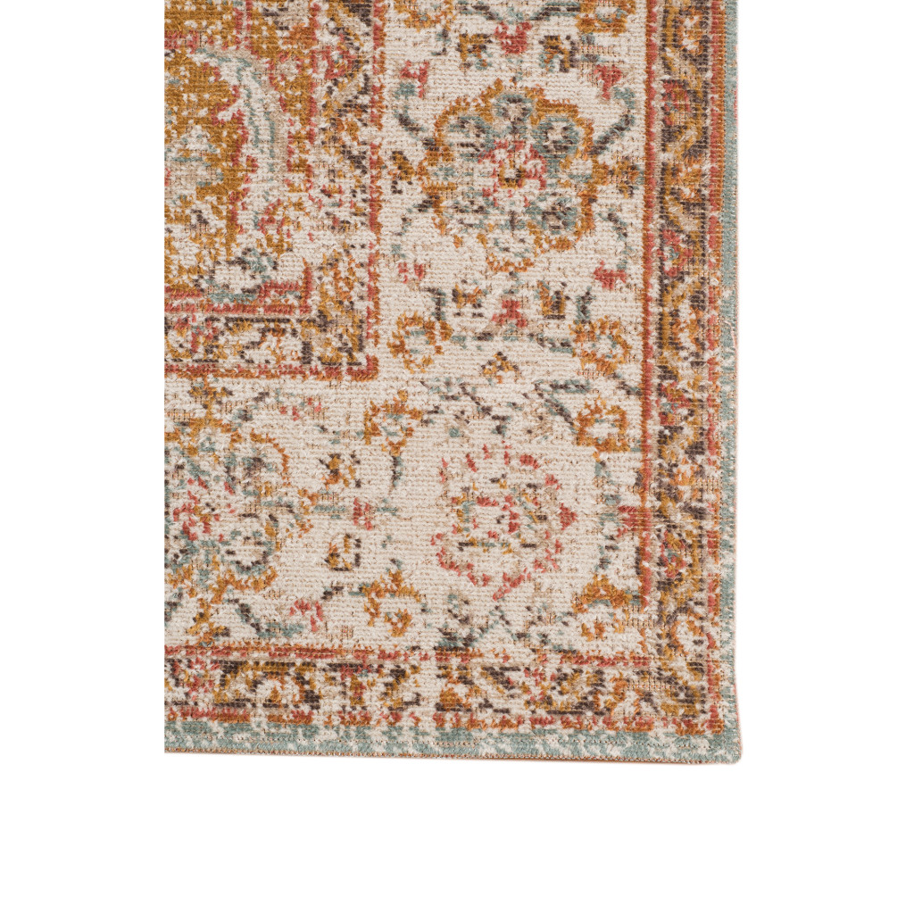 7 Blue Oriental Power Loom Runner Rug With Fringe