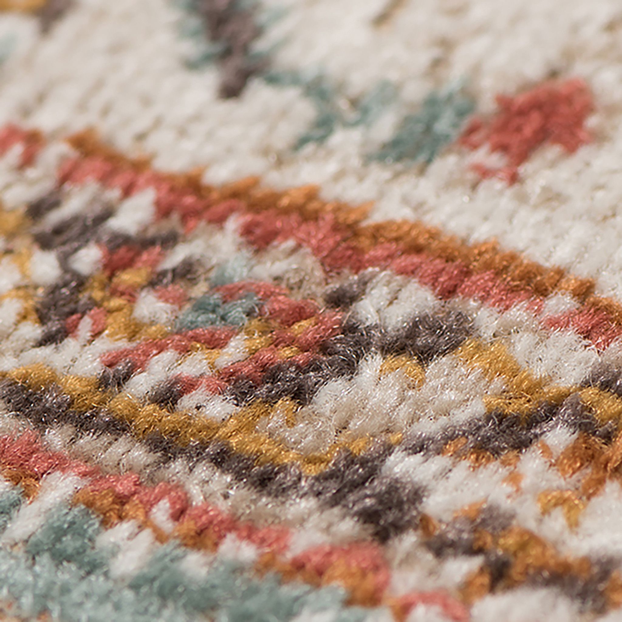 7" X 9" Sea Blue and Orange Oriental Power Loom Worn Faded Area Rug