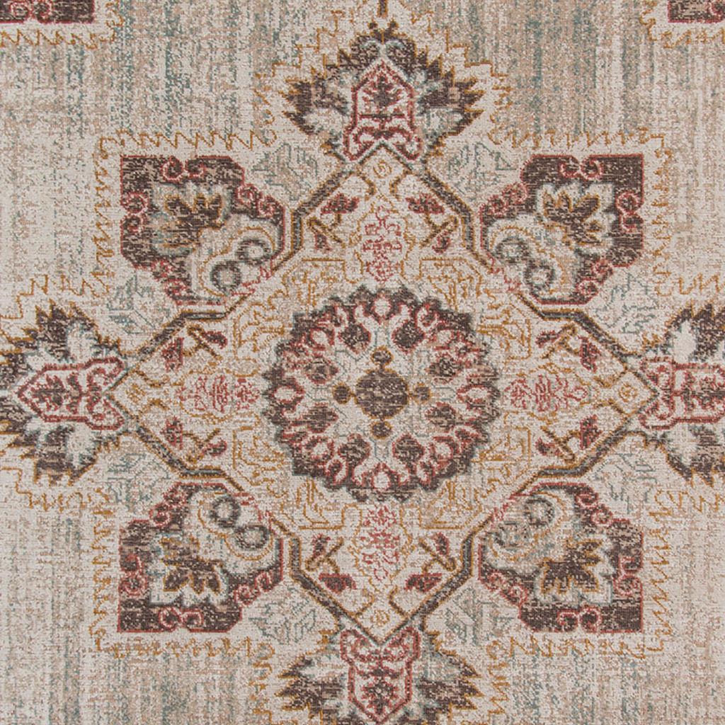 6" X 8" Beige and Rust Medallion Power Loom Area Rug
