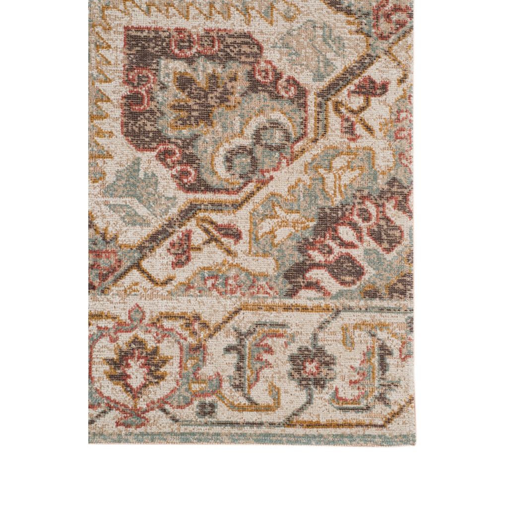 6" X 8" Beige and Rust Medallion Power Loom Area Rug