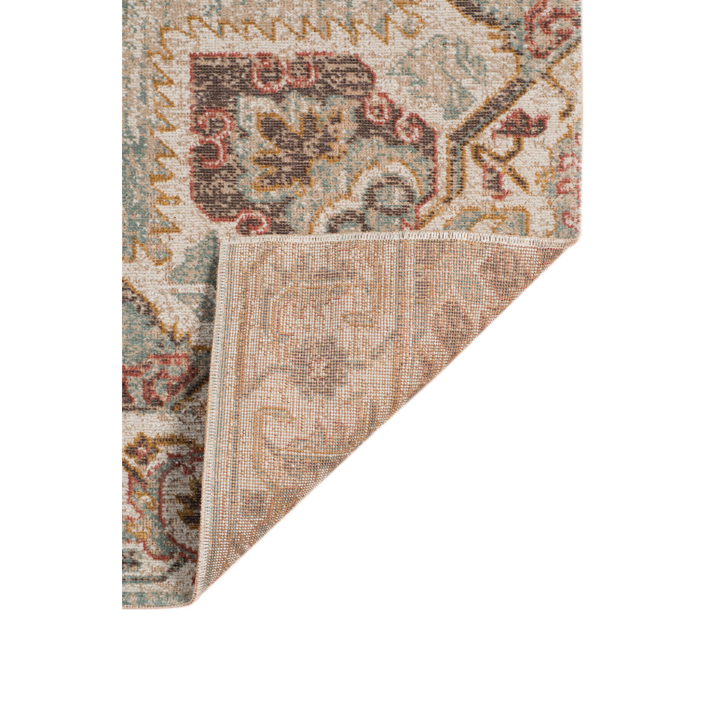 6" X 8" Beige and Rust Medallion Power Loom Area Rug