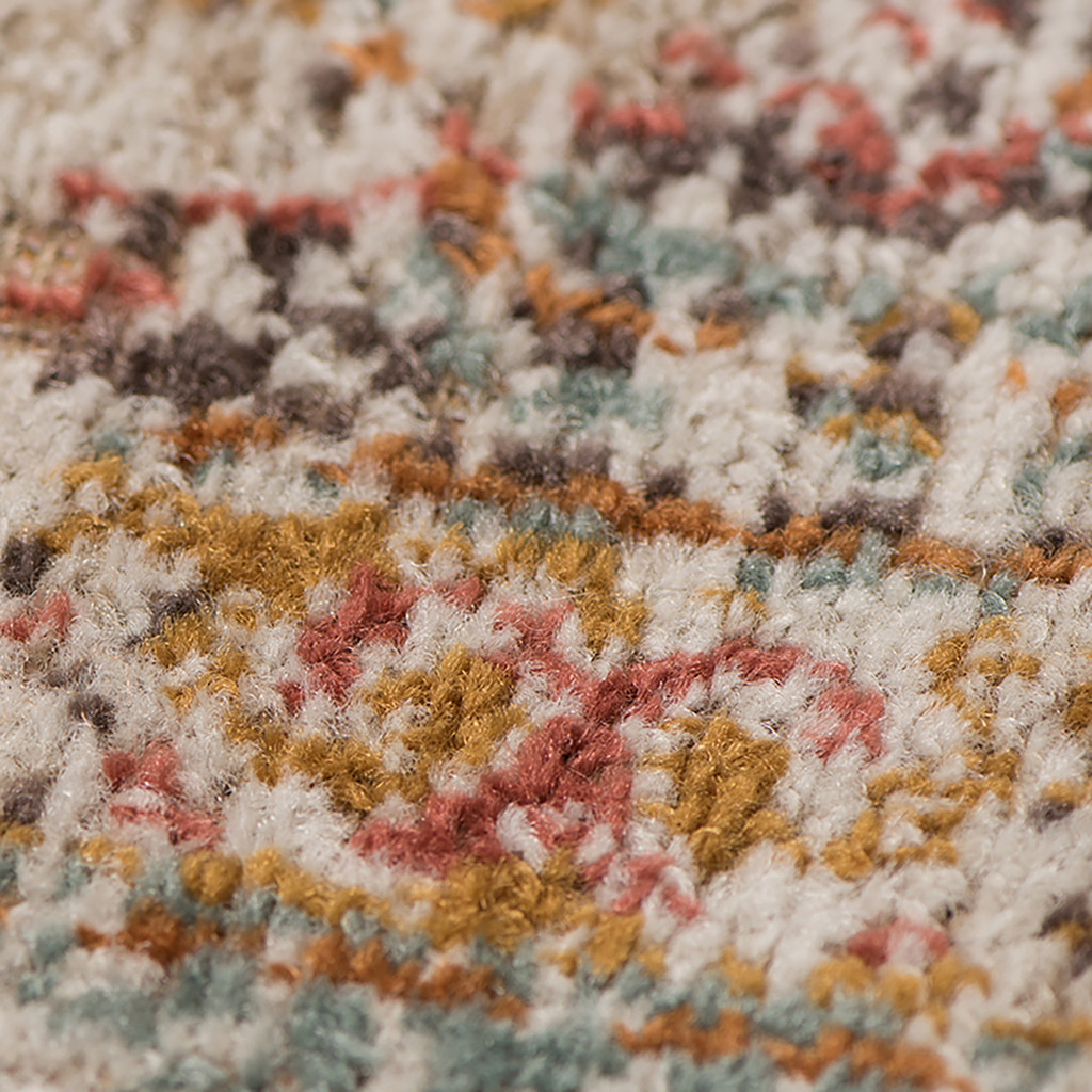 7" Teal Red and Orange Medallion Power Loom Runner Rug