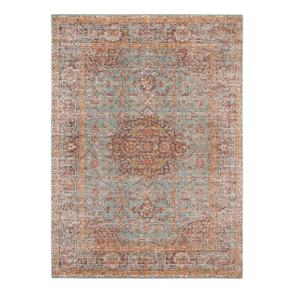 7' x 9' Sea Green Medallion Power Loom Area Rug With Fringe-532132-1